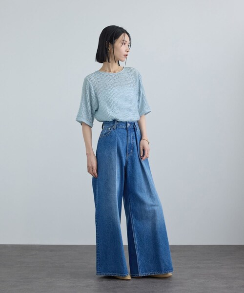 ADAM ET ROPE'(アダムエロペ)の「【WEB限定】ティアードラッセルシアーTシャツ(Tシャツ/カットソー・レディース・ブラック/ホワイト/サックス・F)」の12枚目の写真