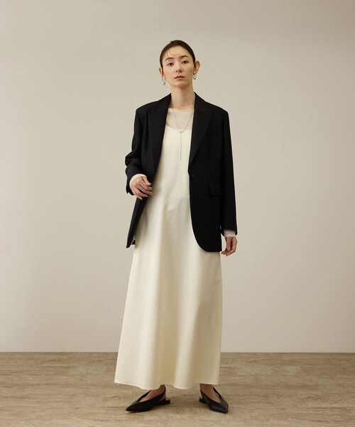 ROPE'（ロペ）の「【洗える】シャイニーサテンキャミワンピース（ドレス・レディース・オフホワイト/オレンジ・F）」の8枚目の写真