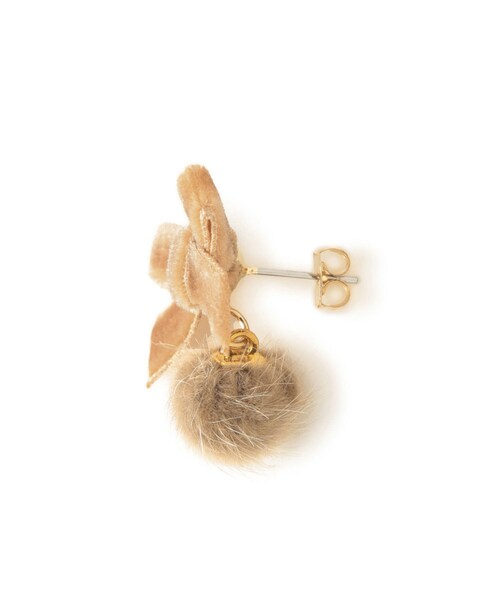 ROPE' PICNIC（ロペピクニック）の「ベルベットリボン×シャギーボールプチピアス（ピアス（両耳用）・レディース・ベージュ/グリーン系/オレンジ系・F）」の16枚目の写真