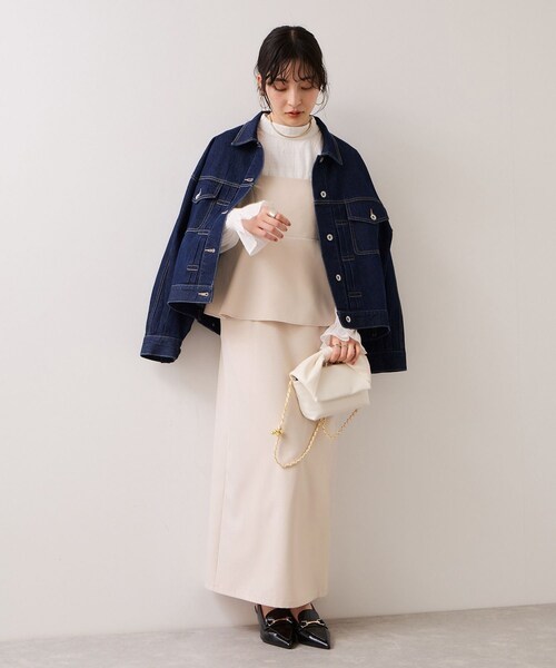 VIS（ビス）の「【WEB限定】美easyコンフォートツイルペプラム切替キャミワンピース/イージーケア・UVケア（ワンピース・レディース・グレー/ベージュ/ネイビー・F）」の11枚目の写真