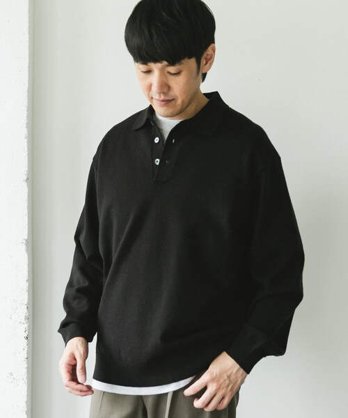 URBAN RESEARCH DOORS（アーバンリサーチドアーズ）の「『XLサイズ/WEB限定/仁村紗和さん着用』『UR TECH 200日ニット』 ポロシャツ（ポロシャツ・メンズ・L/GRY/BROWN/BLACK/BLUE GREEN・M/L/XL）」の19枚目の写真