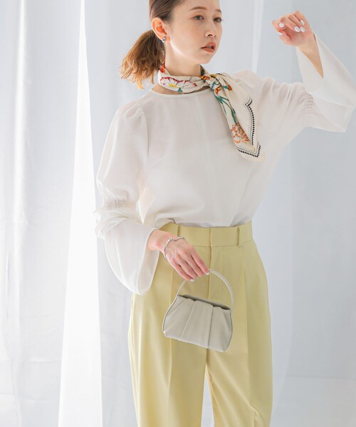 URBAN RESEARCH ROSSO（アーバンリサーチロッソ）の「シャーリングベルスリーブブラウス（シャツ/ブラウス・レディース・orange/white・FREE）」の5枚目の写真