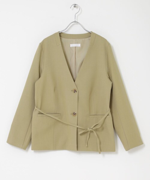 SENSE OF PLACE by URBAN RESEARCH(センスオブプレイスバイアーバンリサーチ)の「レースレイヤードノーカラージャケット(ノーカラージャケット・レディース・BLACK/Y.BEIGE・One)」の18枚目の写真