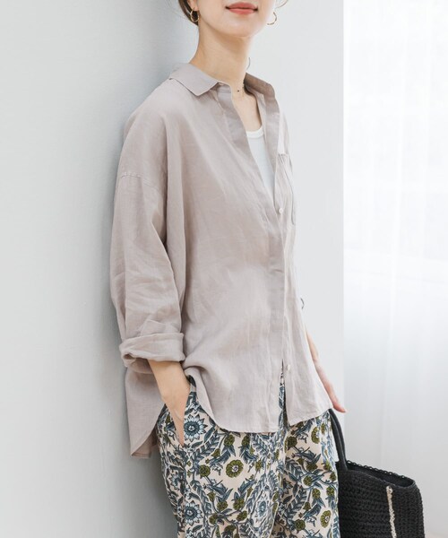 URBAN RESEARCH DOORS(アーバンリサーチドアーズ)の「リネンオーバーシャツ(シャツ/ブラウス・レディース・STRIPE/PINK/L.GRAY・Free)」の9枚目の写真