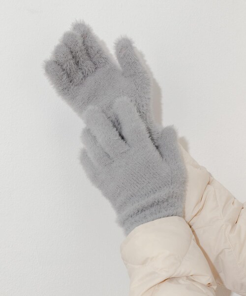 SMELLY（スメリー）の「シャギーニットロンググローブ（ベルト・レディース・L.GRY/WHT/L.BLU・-）」の4枚目の写真