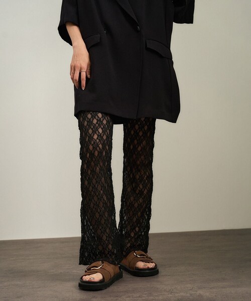 ADAM ET ROPE'（アダムエロペ）の「シアーレースレギンス［ストレッチ］（レギンス/スパッツ・レディース・ブラック/オフホワイト/ブラウン系・F）」の21枚目の写真
