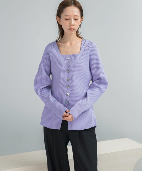 URBAN RESEARCH ROSSO（アーバンリサーチロッソ）の「ELENDEEK　SILHOUETTE ENSEMBLE KT（カーディガン/ボレロ・レディース・BLK/LVD・Free）」の2枚目の写真