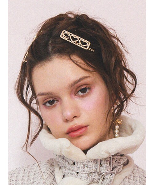 CALNAMUR（カルナムール）の「HEART BIJOU HAIR PIN/ハートビジューヘアピン（ヘアピン・レディース・ゴールド/シルバー・F）」の6枚目の写真