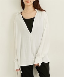 nissen | 深Ｖネックビッグシルエットスキッパーシャツ(シャツ/ブラウス)