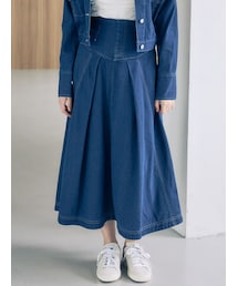 MERCURYDUO | 【セットアップ着用可】ストレッチフレアーデニムスカート(スカート)