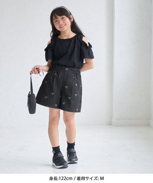 ROPE' PICNIC（ロペピクニック）の「【KIDS/キッズ】リボン柄デニムピンタックパンツ（デニムパンツ・キッズ・ブラック系/サックス・L/M/S）」の8枚目の写真