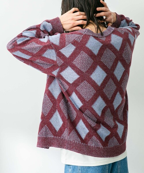 URBAN RESEARCH Sonny Label（アーバンリサーチサニーレーベル）の「ジャガードVネックニットカーディガン（カーディガン/ボレロ・メンズ・ボルドー/オフ/グリーン・M/L）」の16枚目の写真