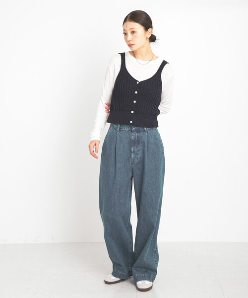 URBAN RESEARCH Sonny Label（アーバンリサーチサニーレーベル）の「2WAY透かし編みニットビスチェ（キャミソール・レディース・ネイビー/アイボリー/ピンク・FREE）」の21枚目の写真