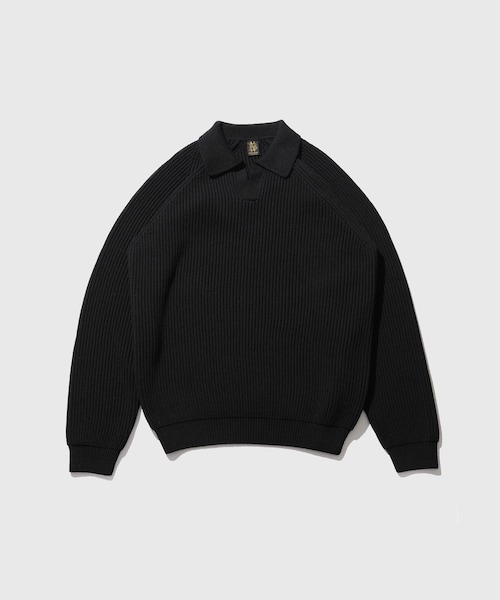 ADAM ET ROPE'（アダムエロペ）の「《別注》【BATONER/バトナー】EX SOLIDWOOL RIB SKIPPER（ニット/セーター・メンズ・ブラック/ダークブラウン/レッド・2/3/4）」の3枚目の写真