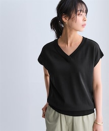 nissen | 【アイスクリーンプレミアム】Vネックフレンチスリーブニット（持続冷感・接触冷感・毛玉になりにくい・UVカット・洗濯機で洗える・遮熱）＜大きいサイズ有＞(ニット/セーター)