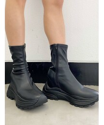 GYDA | フェイクレザースニーカーソールショートブーツ(ブーツ)