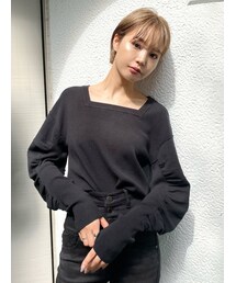 EMODA | カーブギャザーニット(ニット/セーター)