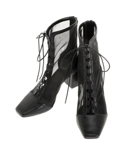 MERCURYDUO（マーキュリーデュオ）の「レースアップメッシュブーツ（ブーツ・レディース・アイボリー/ブラック/ブラウン・36/38）」の10枚目の写真