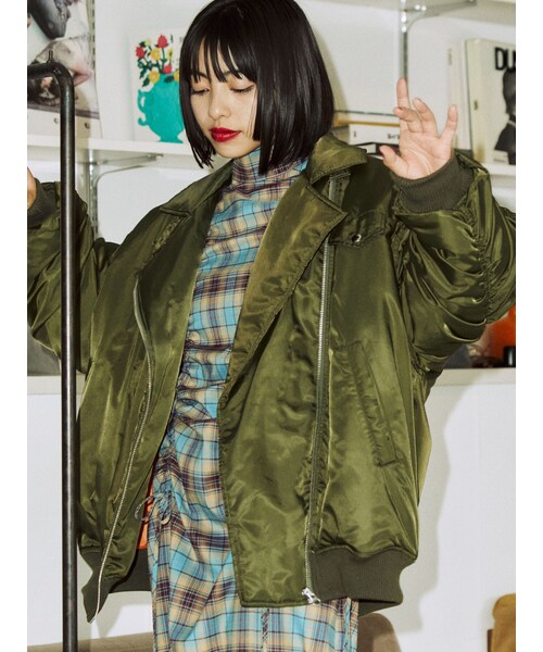 jouetie（ジュエティ）の「ライダースMA-1（MA-1・レディース・アイボリー/ブラック/ボルドー/カーキ・M）」の12枚目の写真