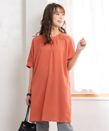nissen | 大きいサイズ涼しいサラサラカットソー楊柳ゆる５分袖チュニック(チュニック)