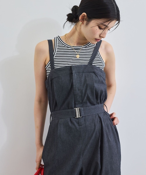 VIS（ビス）の「ベルト付きベアサロペット（サロペット/オーバーオール・レディース・ブラック系/ブルー・F）」の10枚目の写真