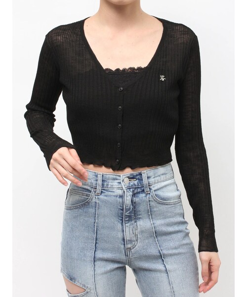 EATME（イートミー）の「ヘムラッフルニットカーディガン（カーディガン/ボレロ・レディース・アイボリー/ブラック/ブルー・F）」の2枚目の写真