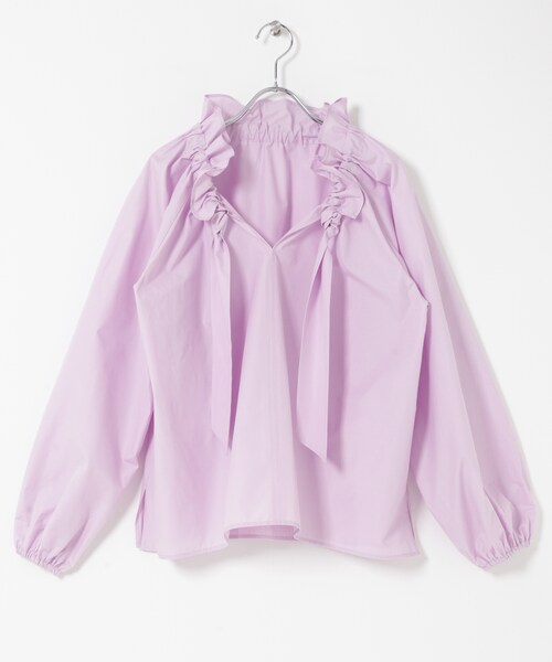 URBAN RESEARCH ROSSO（アーバンリサーチロッソ）の「フリルネックシャツブラウス（シャツ/ブラウス・レディース・WHITE/L/PURPLE/CHARCOAL・Free）」の9枚目の写真