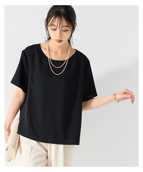 nissen（ニッセン）の「シンプルTブラウス（消臭テープ付）＜大きいサイズ有＞（シャツ/ブラウス・レディース・アイボリー/ネイビー/イエロー/黒/セージグリーン・S/M/L/LL/3L/4L/5L/6L/8L/10L）」の10枚目の写真