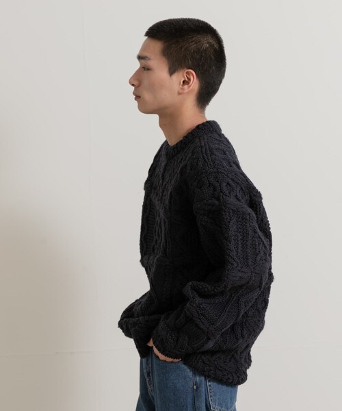 THE GOODLAND MARKET（ザグッドランドマーケット）の「米富繊維　CRAZY ARAN PULLOVER-3（ニット/セーター・メンズ・63NAVY/10WHITE・L）」の7枚目の写真
