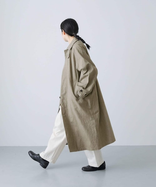 かぐれ(カグレ)の「コットンリネンステンカラーコート(ステンカラーコート・レディース・PURPLE/BEIGE・FREE)」の1枚目の写真