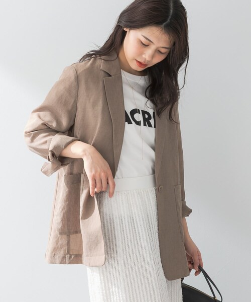 URBAN RESEARCH ROSSO（アーバンリサーチロッソ）の「F by ROSSO　シアーシャツジャケット（テーラードジャケット・レディース・MOCHA/L/BEIGE・FREE）」の8枚目の写真