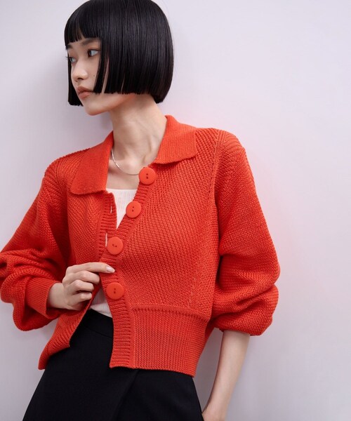 ADAM ET ROPE'(アダムエロペ)の「【WEB限定】ワイドリブヘムポロカーディガン(カーディガン/ボレロ・レディース・ネイビー/レッド系/ピンク・F)」の13枚目の写真