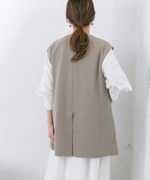 KBF（ケイビーエフ）の「ラウンドノーカラージレ（テーラードジャケット・レディース・YELLOW/IVORY/GREIGE・one）」の19枚目の写真