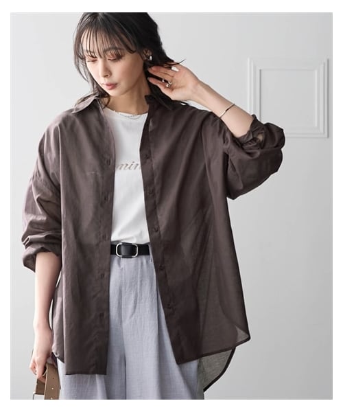 nissen（ニッセン）の「＜大きいサイズ＞綿100％60ローンシアーカラーシャツ（はっ水）（シャツ/ブラウス・レディース・オフホワイト/ロイヤルブルー/エメラルドグリーン/ダークブラウン/黒・L/LL/3L/4L/5L/6L/8L/10L）」の20枚目の写真