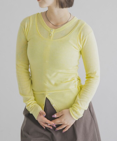 THE GOODLAND MARKET（ザグッドランドマーケット）の「cwtch　LAYERED KNIT TOPS（ニット/セーター・レディース・GRAY/NAVY/BERRY/YELLOW・Free）」の4枚目の写真