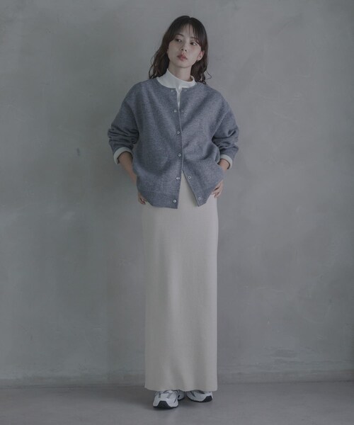 URBAN RESEARCH Sonny Label（アーバンリサーチサニーレーベル）の「ダブルフェイスバイカラーカーディガン（カーディガン/ボレロ・レディース・グレー/ブラウン/ネイビー・Free）」の10枚目の写真