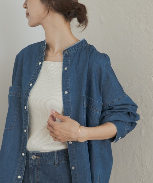 URBAN RESEARCH DOORS（アーバンリサーチドアーズ）の「デニムバンドカラーシャツ（シャツ/ブラウス・レディース・INDIGO/ONE WASH・M）」の10枚目の写真