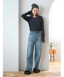 Ungrid | 【Ca】ハイウエストルーズストレートデニム(デニムパンツ)