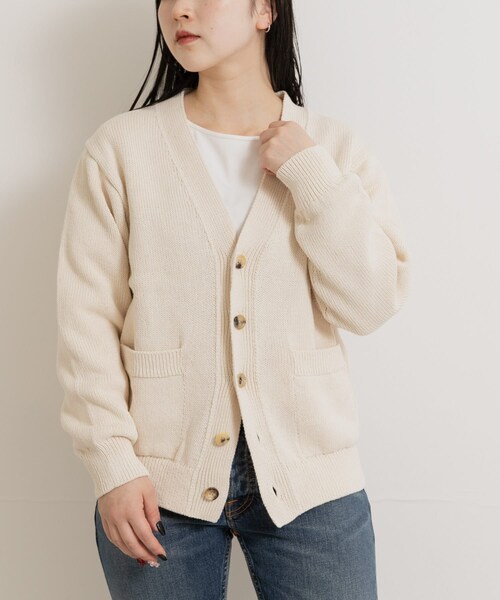 THE GOODLAND MARKET（ザグッドランドマーケット）の「米富繊維　WASHI COTTON KNIT CARDIGAN（カーディガン/ボレロ・レディース・40IVORY/14BLACK/31PINK・1/3）」の7枚目の写真
