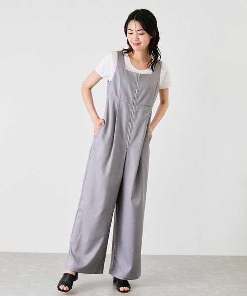 Jayro（ジャイロ）の「【EC限定】フロントジップサロペット（サロペット/オーバーオール・レディース・チャコール/グレー/ブラウン系/ベージュ・M）」の4枚目の写真