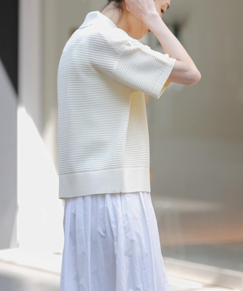 URBAN RESEARCH DOORS(アーバンリサーチドアーズ)の「FORK&SPOON 透かし編みニットポロ(ポロシャツ・レディース・IVORY/NAVY/ORANGERED・1)」の8枚目の写真