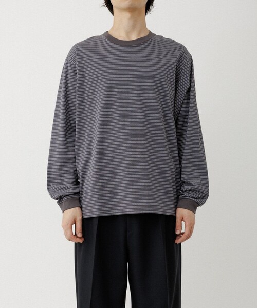 ADAM ET ROPE'(アダムエロペ)の「マルチボーダーロングTシャツ(Tシャツ/カットソー・メンズ・ブラック/チャコール/オフホワイト・L/M)」の19枚目の写真