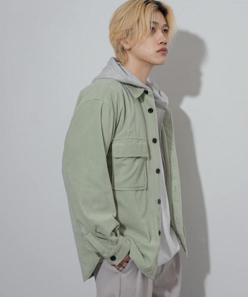 SENSE OF PLACE by URBAN RESEARCH(センスオブプレイスバイアーバンリサーチ)の「フリースフラップルーズシャツ(シャツ/ブラウス・メンズ・L.GRAY/MINT/NAVY・M/L)」の2枚目の写真