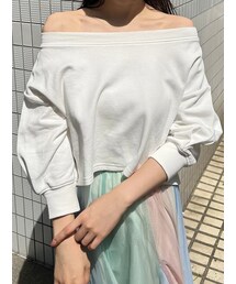 裏毛オフショルクロップドカットソー