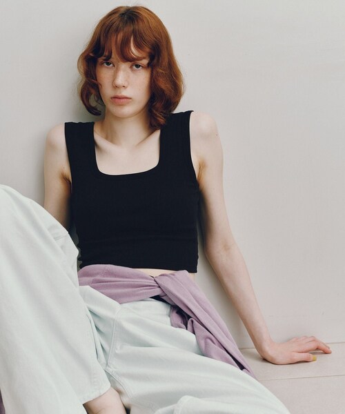ADAM ET ROPE'(アダムエロペ)の「【OUR WACOAL×ADAM ET ROPE'】ベアテレコショートタンクトップ(タンクトップ・レディース・ブラック/ホワイト/ブラウン・L/M/S)」の11枚目の写真
