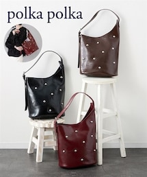 nissen | polka polka(ポルカポルカ)スタッズデザイン艶合皮ワンハンドルバッグ(トートバッグ)