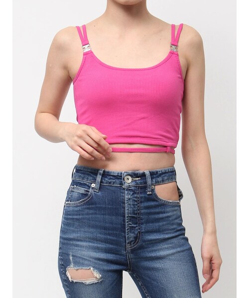 GYDA（ジェイダ）の「Symmetry GYDAウエストバインダービスチェ（ニット/セーター・レディース・オフホワイト/ブラック/ピンク/スカイブルー/パープル・F）」の9枚目の写真