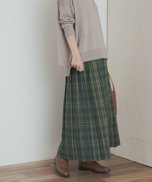 URBAN RESEARCH DOORS（アーバンリサーチドアーズ）の「『一部WEB限定カラー』チェックプリーツスカート（スカート・レディース・GRY×BLU/BRN×RED/MUS×NVY/GRN×YEL・S/M）」の4枚目の写真