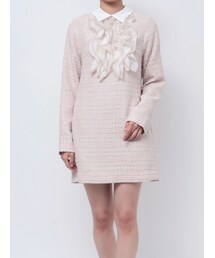 MERCURYDUO | 襟付きフロントフリルミニワンピース(ワンピース)