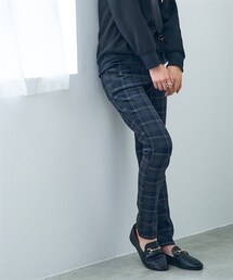 nissen | 大きいサイズ着ぶくれしにくい全方向ストレッチニットツイルスリムストレートパンツ（ゆったり太もも）（選べる２レングス）(パンツ)